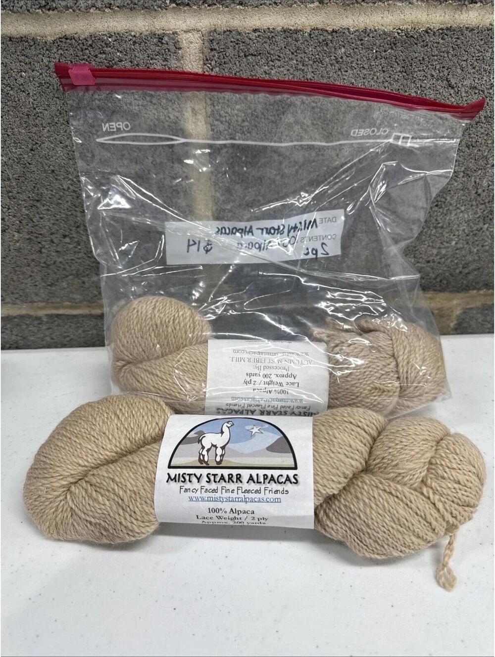 Misty Starr Alpacas 100% Alpaca Yarn 2 Skein Lot